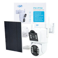 Wireless video surveillance camera PNI IP792 4Mp dual lens with solar panel and battery
