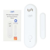 PNI Safe House HS301 magnetic contact with Wi-Fi, for door/window monitoring through the Tuya Smart application, 80dB sound alarm, built-in speaker, adjustable volume, arming/disarming function, 3V power supply